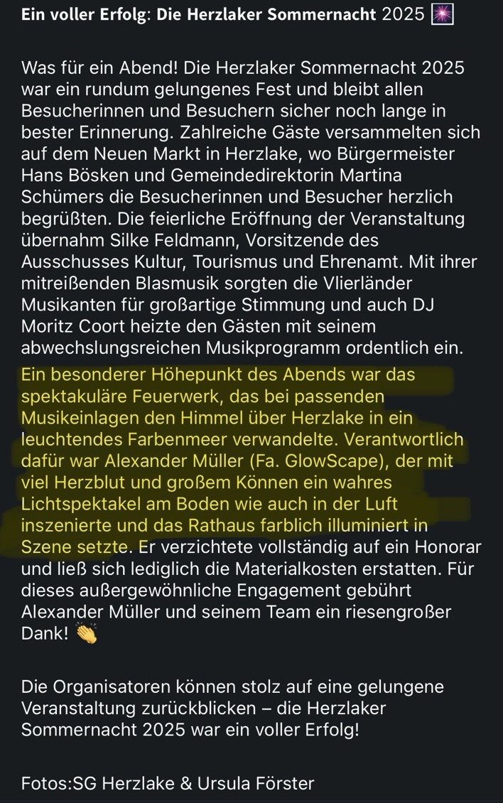 Beitrag der Samtgemeinde Herzlake über die Herzlaker Sommernacht 2025